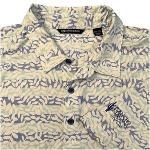 Cutter & Buck‎ Men's White Blue Green Leaf Print Golf Polo Shirt XXL Sleeve LOGO